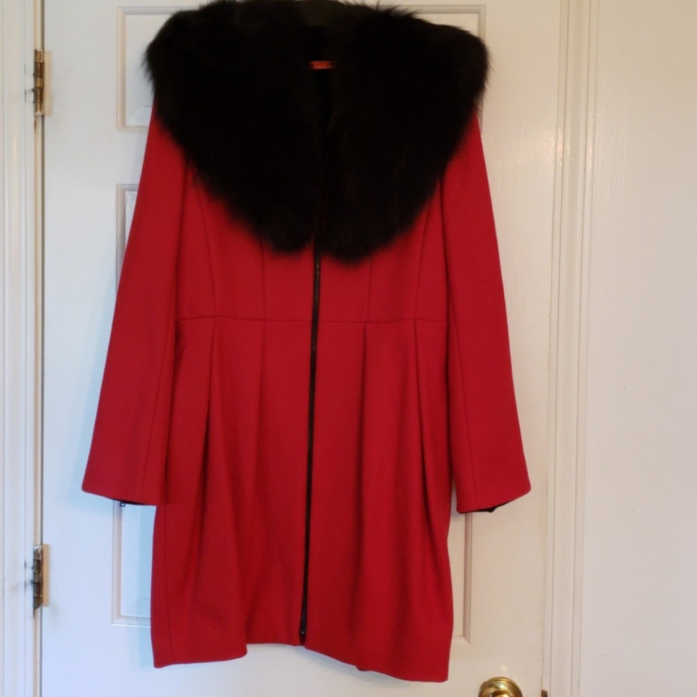 NWT! Alice + Olivia wool coat with fox fur collar - Picture 7 of 8